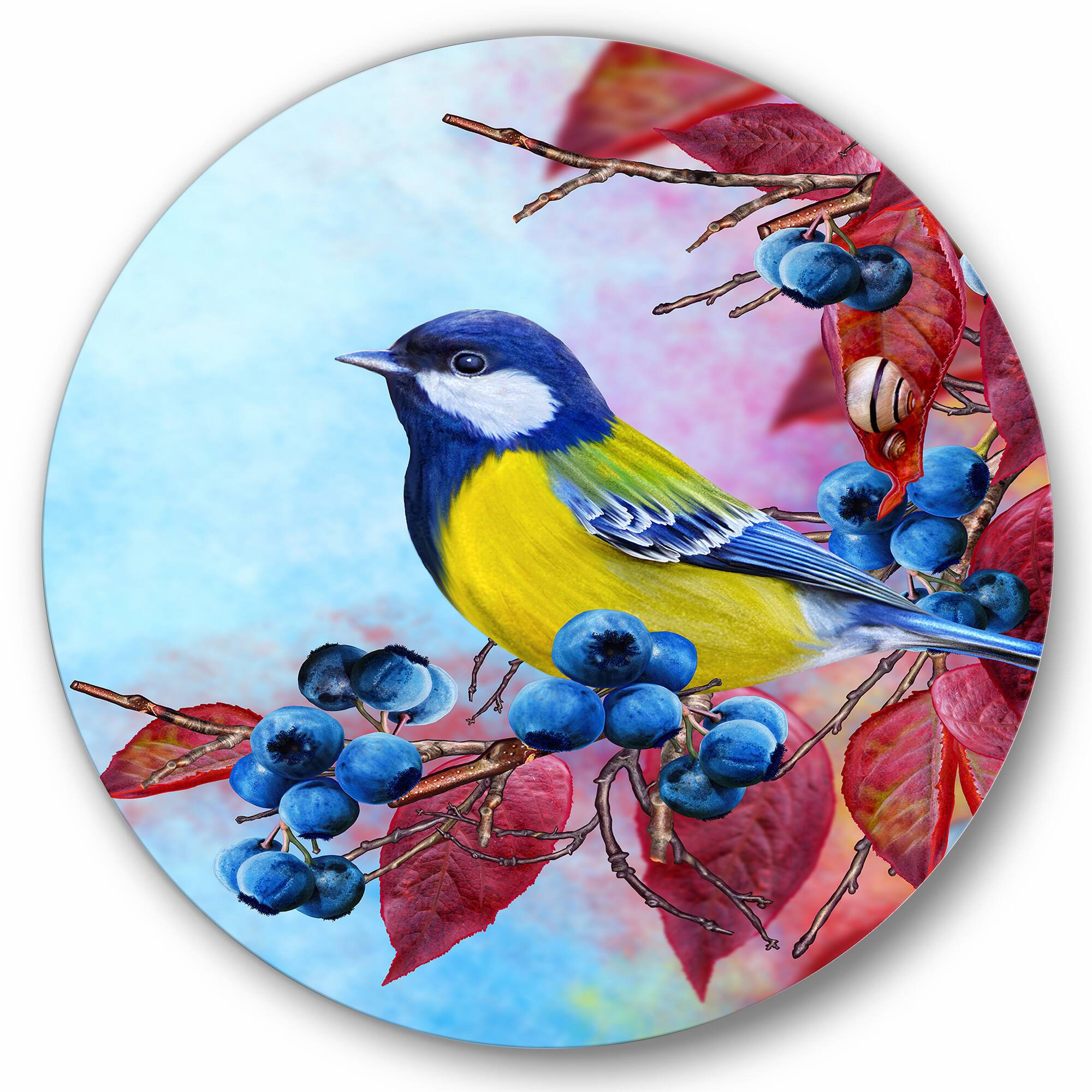 Designart - Bright Bird Bullfinch Sitting On A Branch II